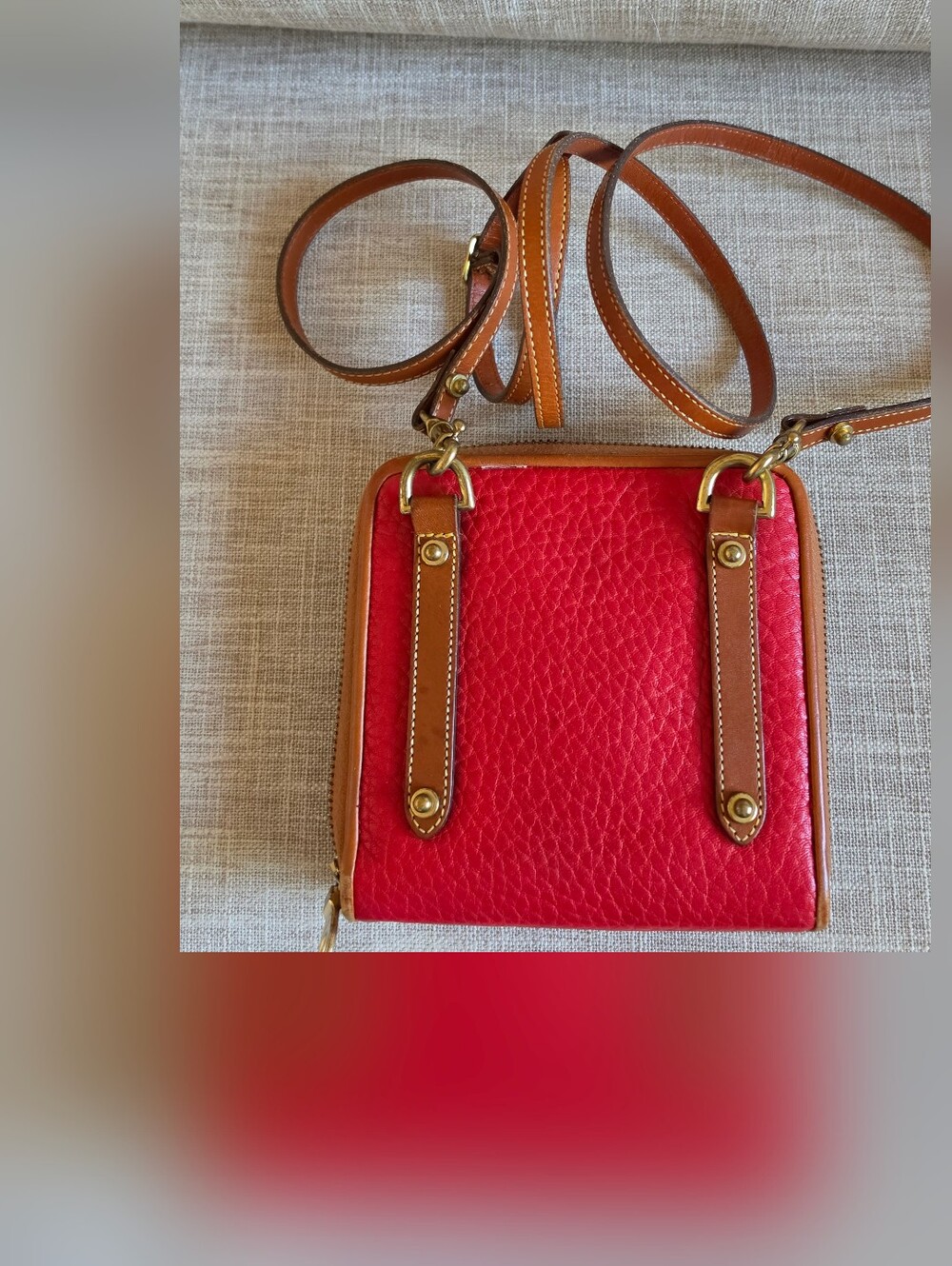 Dooney & Bourke Vintage AWL All Weather Leather Crossbody Wallet, Red ♥️ - Picture 8 of 11
